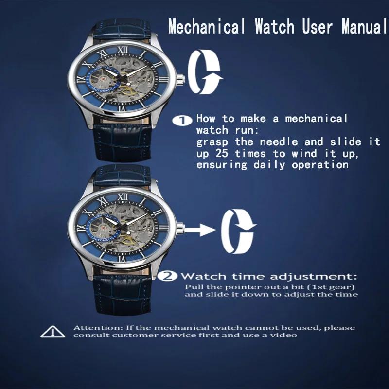 Montre automatique de luxe pour hommes, montres mécaniques rome, squelette étanche, cuir noctilucent