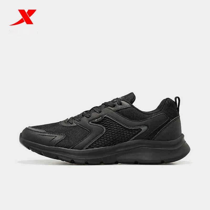 Xtep-Chaussures de course en maille respirante pour homme, baskets de sport, marathon, noir, blanc, 