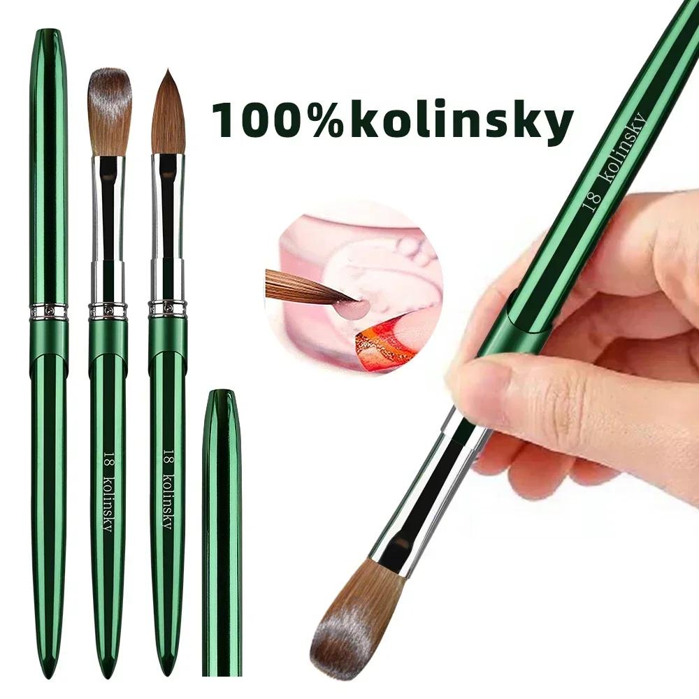 Brosse à ongles en acrylique Kolinsky de haute qualité, nouveau produit en métal 100% pur, brosse Ko