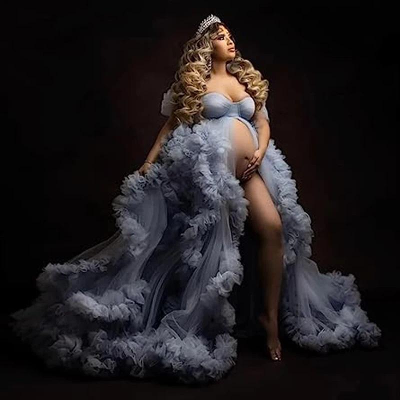 Robe longue en tulle pour femme enceinte, robes de photographie, vêtements de douche de bébé, vêteme