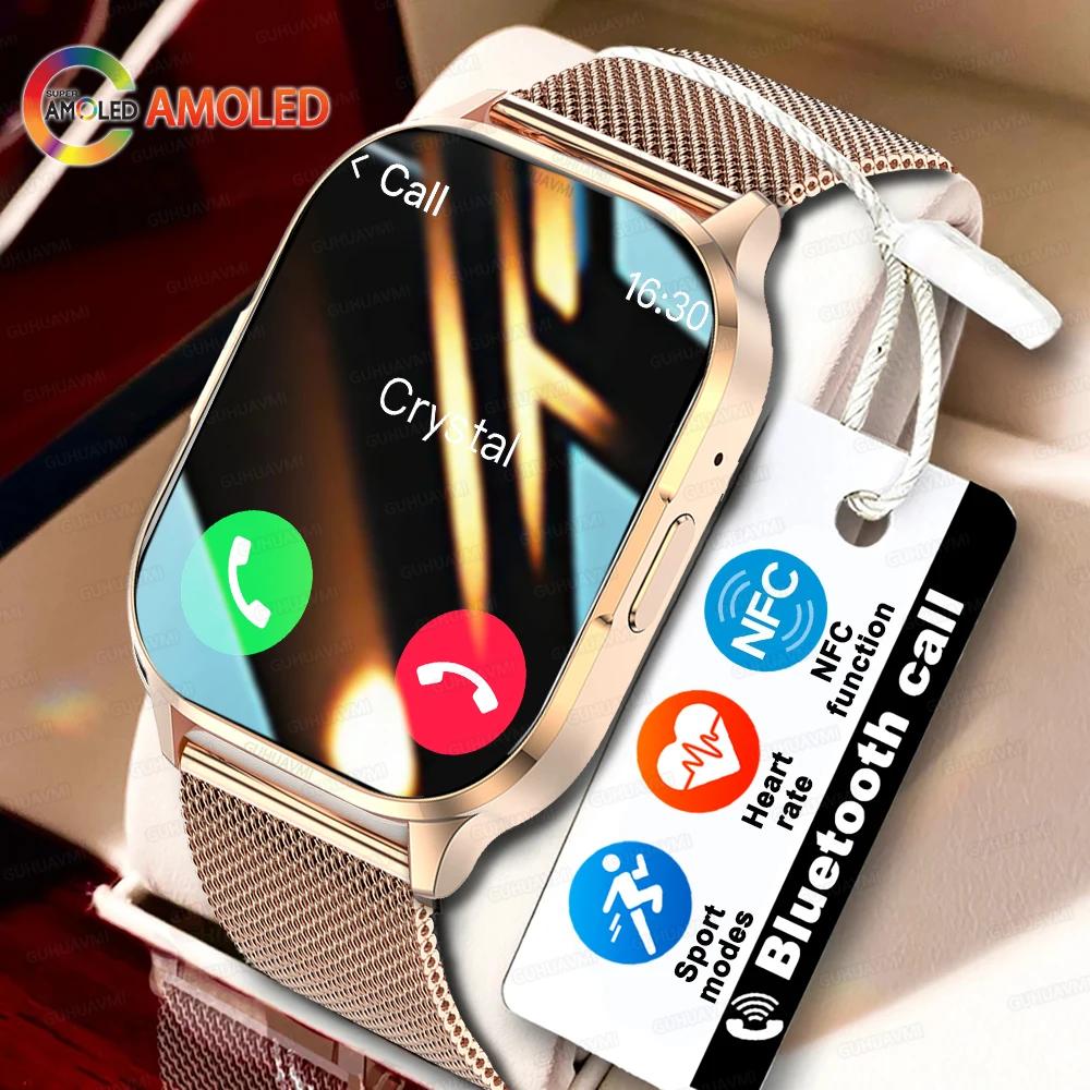 Femmes Smartwatch 2.01 pouces AMOLED écran Bluetooth appel NFC Sport montre pression artérielle musi