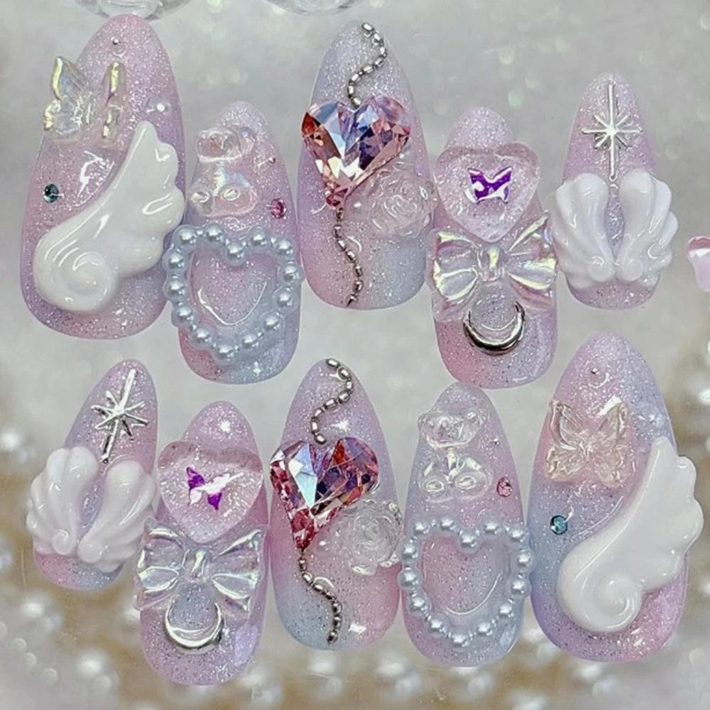 Moule en silicone pour nail art Ailes Mignonnes, design ailes d'ange 3D, réutilisable, transparent, 