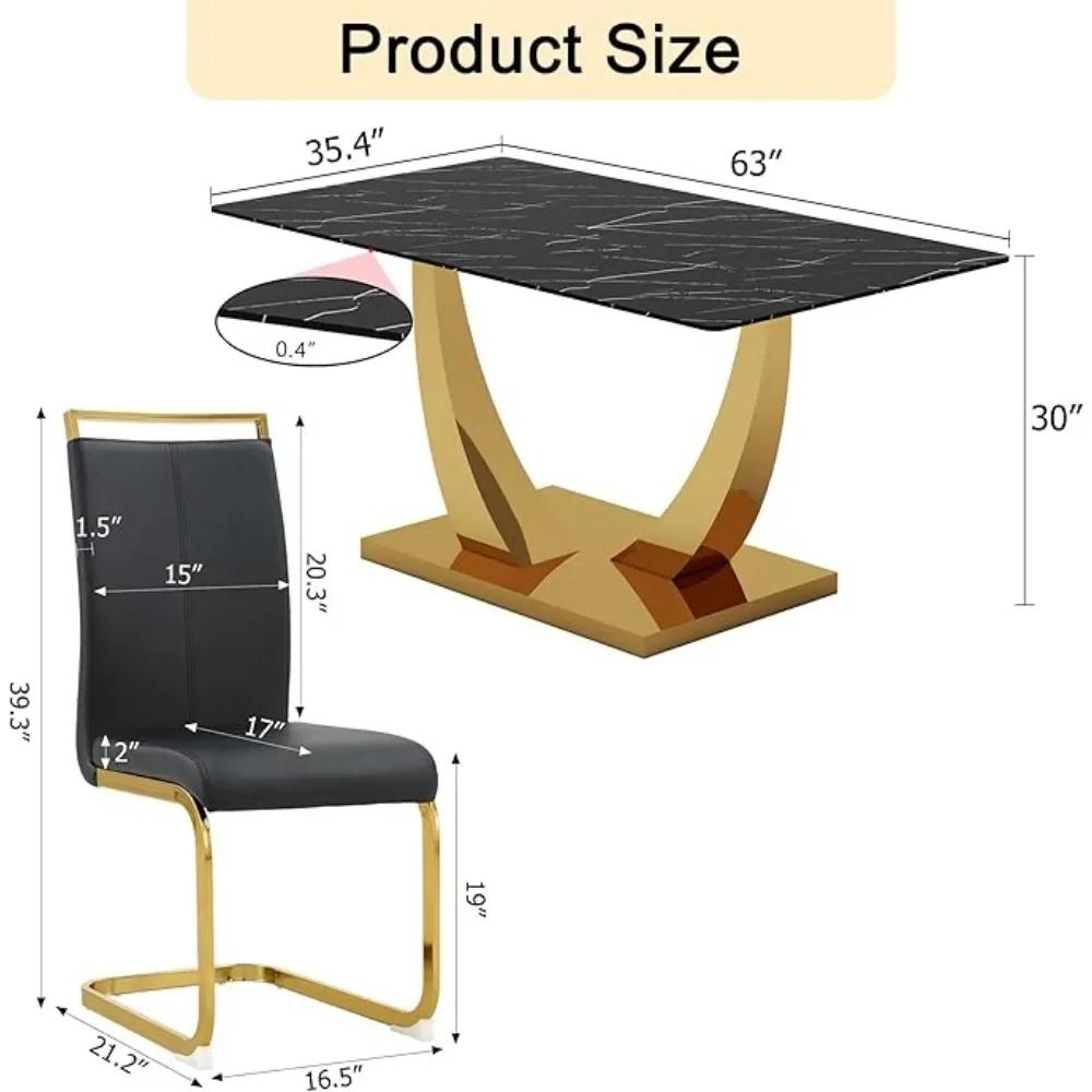Ensemble de Table à manger en or de mode moderne, ensemble de Table de salle à manger de 63 pouces p