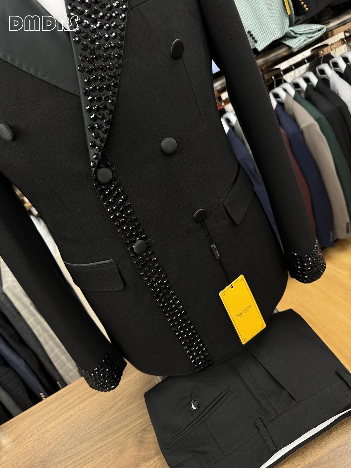 Ensemble de blazer et pantalon à double boutonnage pour hommes, tenue de Rhde luxe, costume de fête,