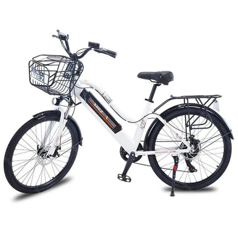 Vélo électrique adulte 2 places 26 pouces 350W 36V vélo de ville électrique à 2 roues avec panier/am