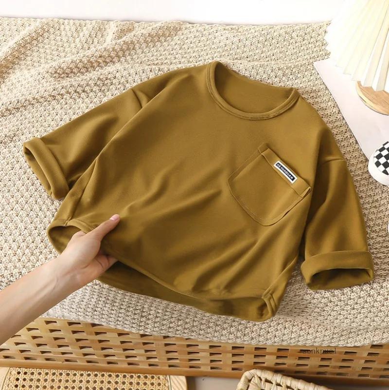Enfants à manches longues chemise de Base garçons filles enfants haut automne garçon fille bébé col 