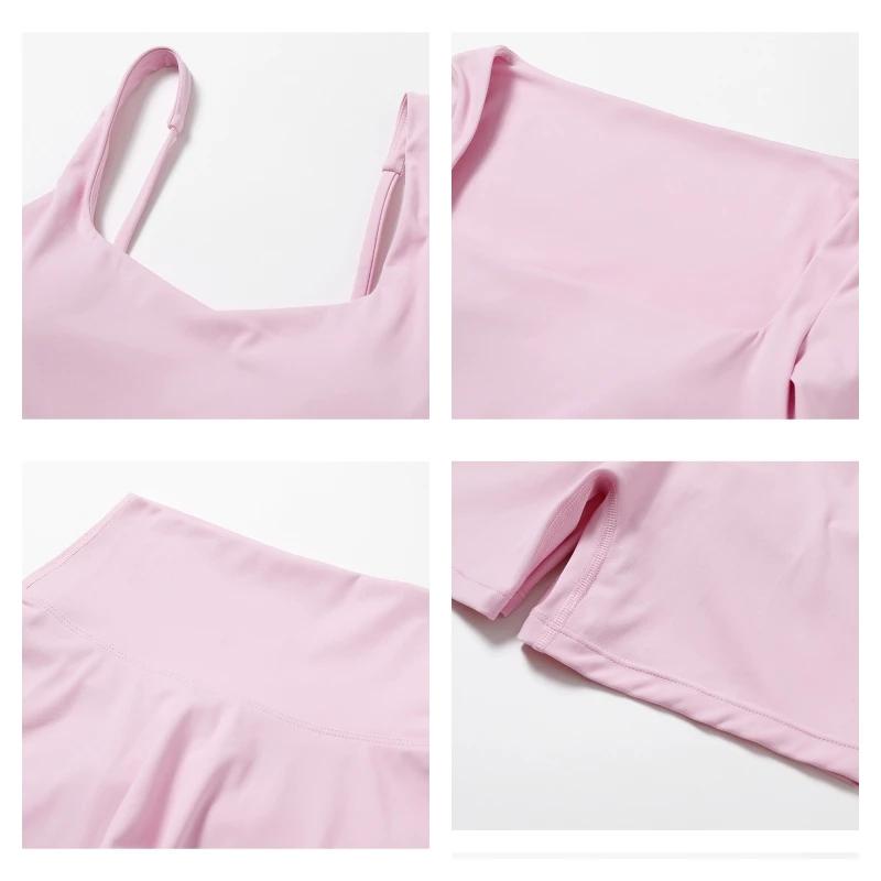Ensemble de sport Hearuisavy 2 pièces pour femme : haut court et legging de course à séchage rapide 