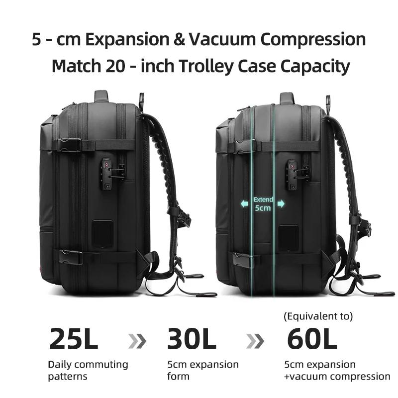 Sac à dos de voyage pour hommes, pompe de démarrage en un clic, compression sous vide, sac à dos pou