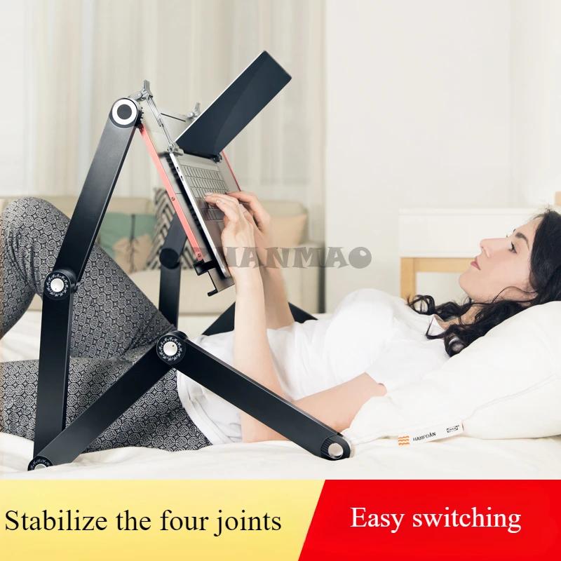 Couché plat sur le lit, bureau pour ordinateur portable, support pliable pour tablette, réglable et 