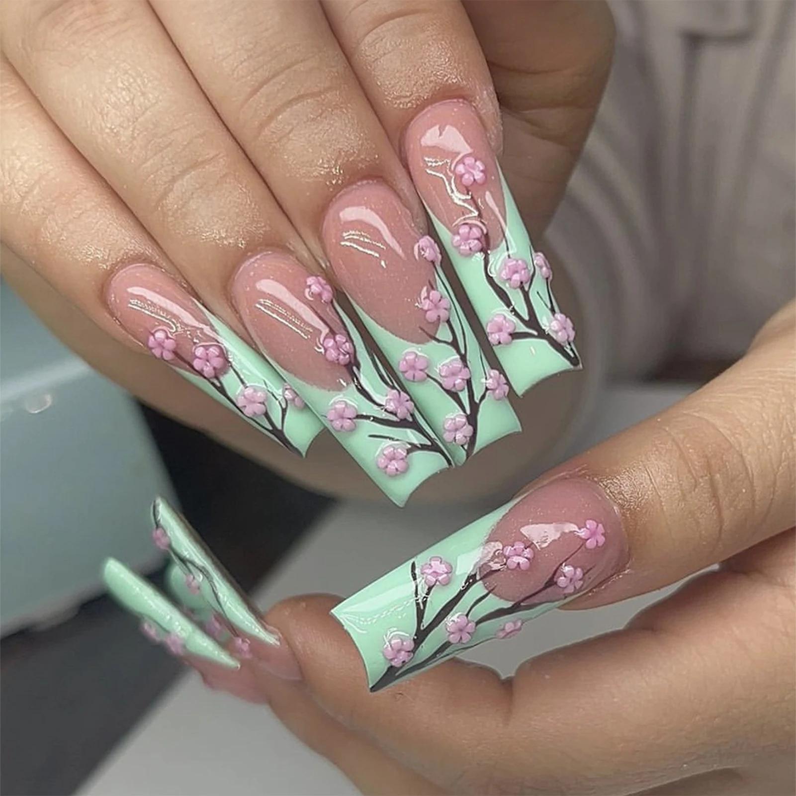 Fausses Fleurs de Ballerine Longue, 24 Pièces, Décor Vert Français, Couverture Complète, Fausse Épic