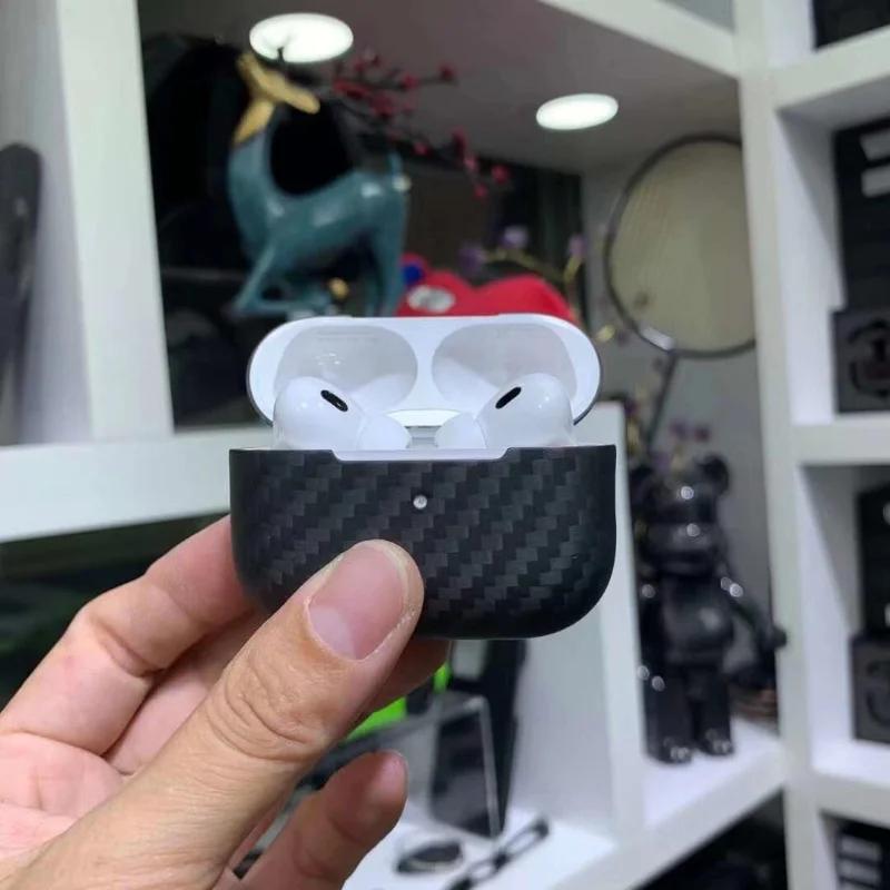 Étui pour écouteurs en Fiber de carbone véritable pour Apple AirPods Pro 2 (2022) écouteurs en Fiber