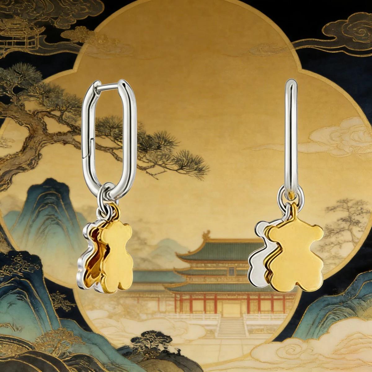 Boucles d'oreilles en forme d'ours à la mode pour femmes, accessoire de bijouterie élégant et polyva