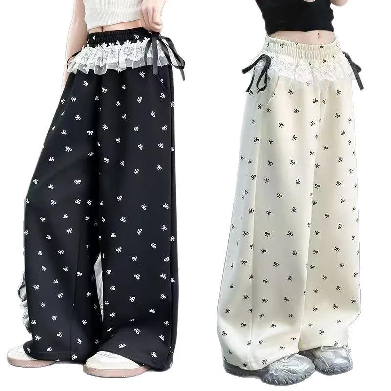 Pantalons à nœuds pour filles, UNITIM, pantalons à jambes larges imprimés pour adolescentes, pantalo