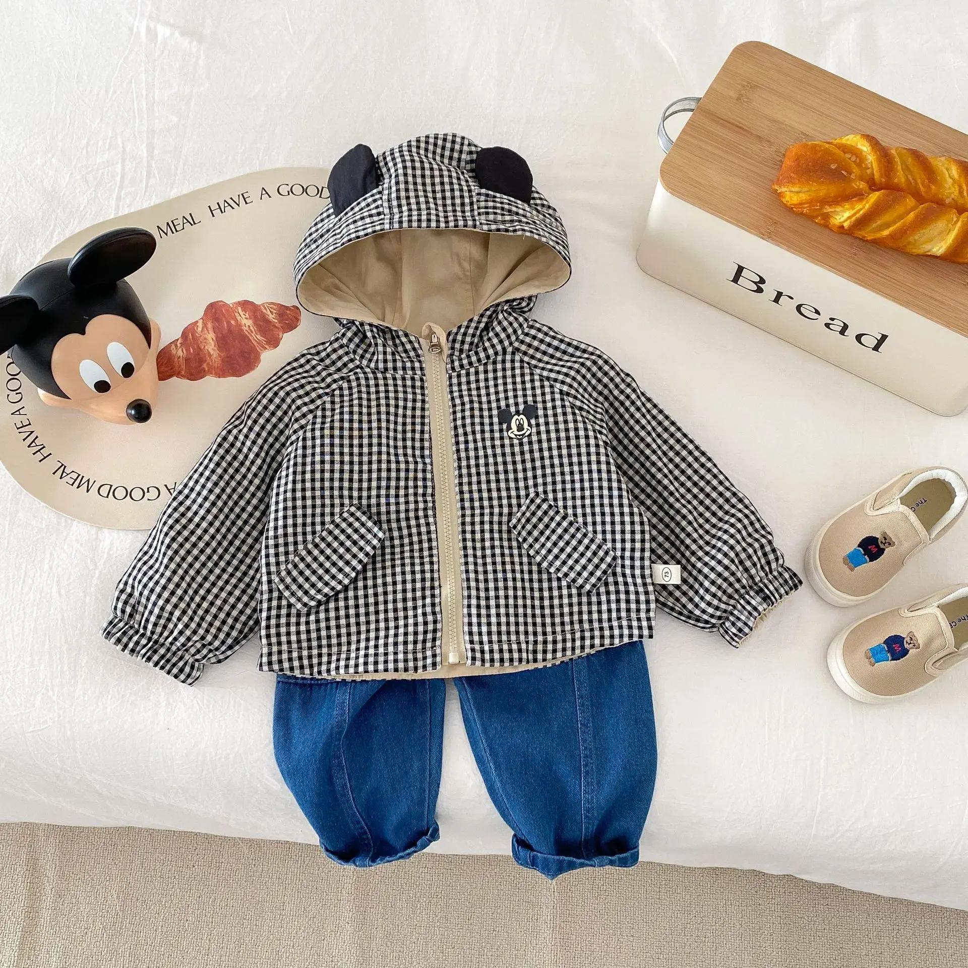 Nouveau enfant en bas âge enfants Mickey Mouse Double face veste manteaux printemps automne bébé gar