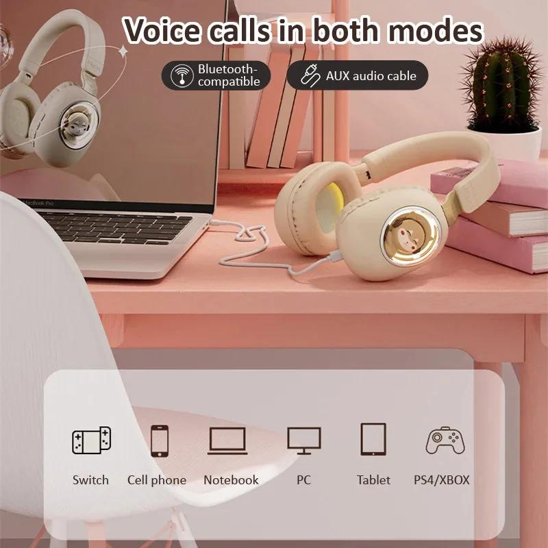 Casque Bluetooth sans fil Kawaii en forme de capsule spatiale pour animaux de compagnie, avec rétroé