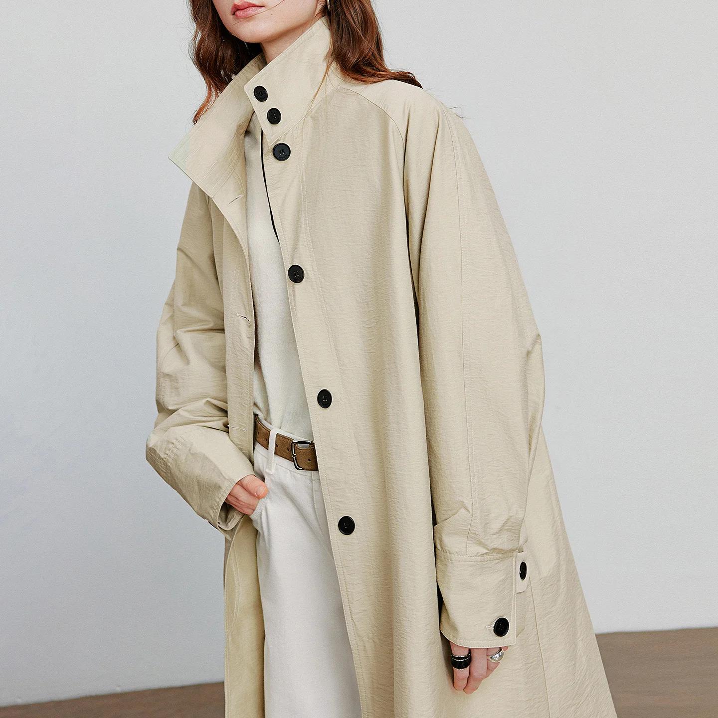 TOYOUTH femmes Trench Coat 2025 automne nouveau Style grange col montant léger mi-long coupe-vent ve