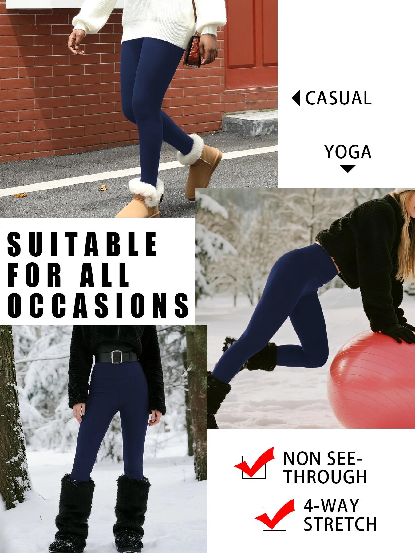 Leggings taille haute doublés de polaire pour femmes, épais, doux, contrôle du ventre, entraînement,