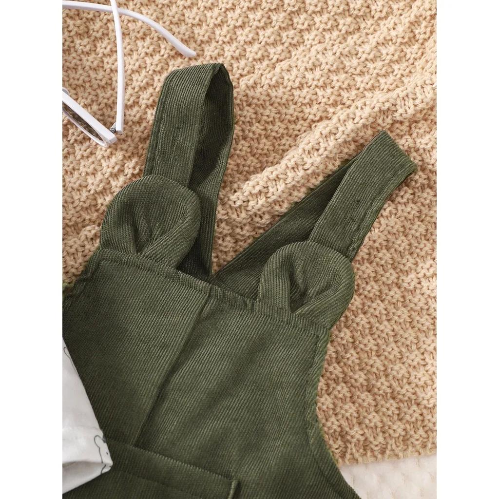 Ensemble de vêtements 2 pièces pour bébé garçon de 3 à 24 mois, body imprimé ours avec salopette ver