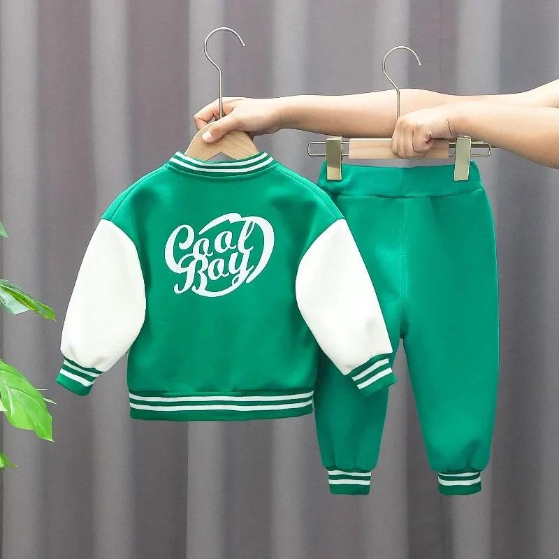 Vêtements de Baseball pour Bébé Garçon et Fille, Ensembles de dehors Décontractés, Manteau et Pantal