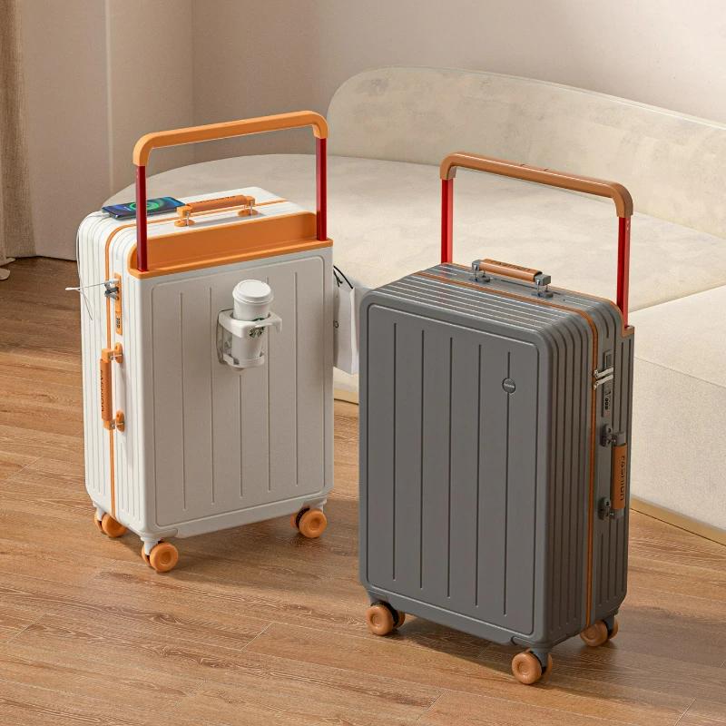 Nouvelle valise à poignée large, grande capacité, valise bicolore avec fermeture éclair et serrure à
