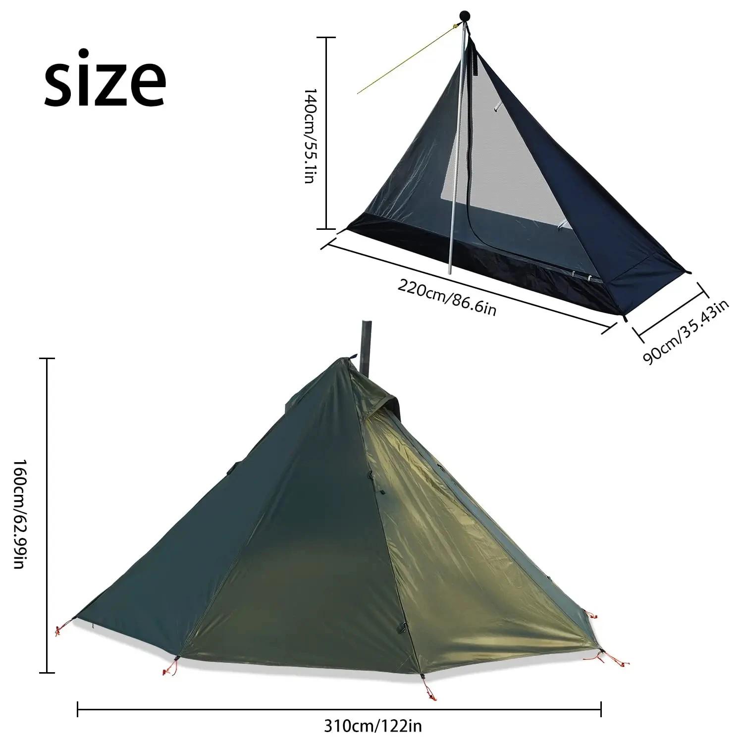 Tente chaude de Camping avec fenêtre de cheminée extérieure ultralégère Tipi tipi tente pyramide Dou