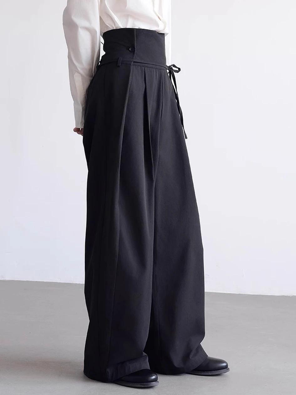 Mauroicardi printemps automne longue ample décontracté Baggy fluide doux noir jambe large pantalon h