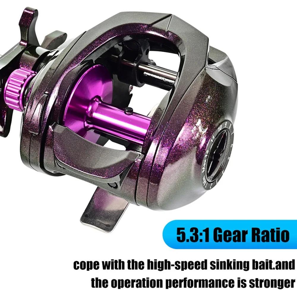 Moulinet de pêche Baitcasting à traînée maximale de 12KG, 5.3:1, roue à gouttelettes à longue portée
