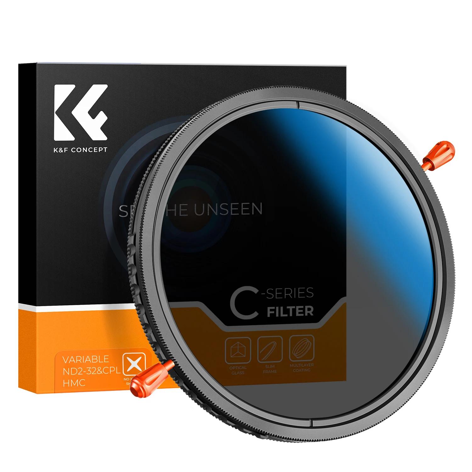 K & F Concept 67mm Variable ND2 ND32 CPL 2in1 filtre multifonction 77mm 82mm filtre série C 37-49mm 