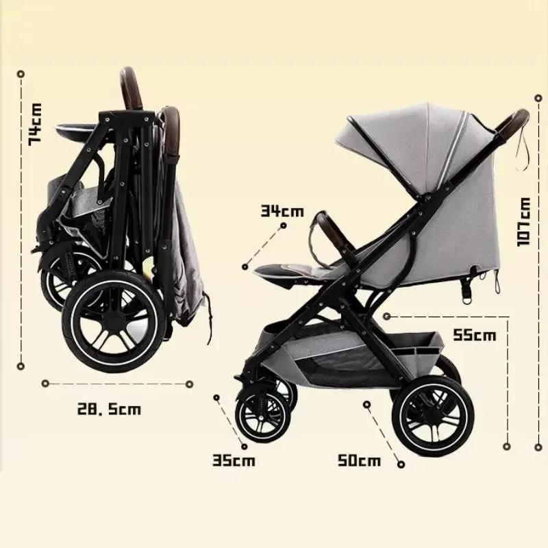 Poussette bébé ultra-légère, haute, portable, pour nouveau-né, avec amortisseurs, pour les 0-4 ans
