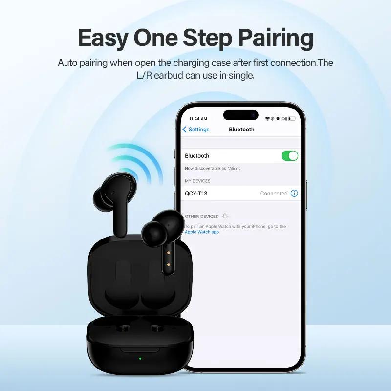 QCY – écouteurs sans fil Bluetooth T13 TWS, oreillettes HIFI, 4 Microphones, casque d'appel ENC HD, 