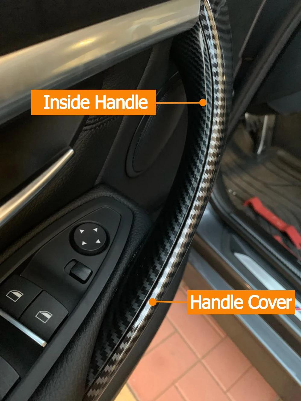 Poignée de porte intérieure en Fiber de carbone, garniture de couvercle extérieur pour BMW série 3 4