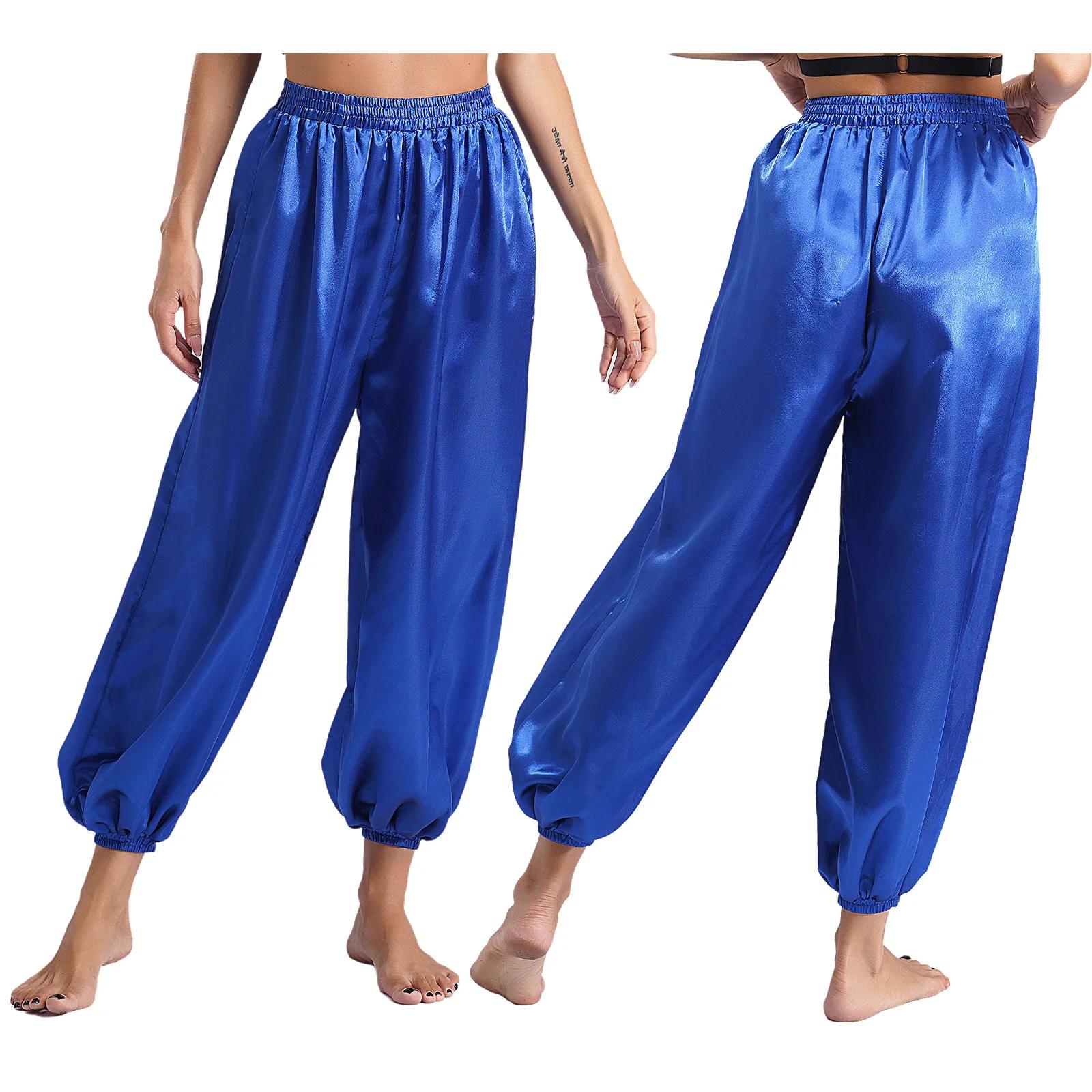 Pantalon ample en satin pour femmes, idéal pour la danse du ventre, la danse indienne, les fêtes à t