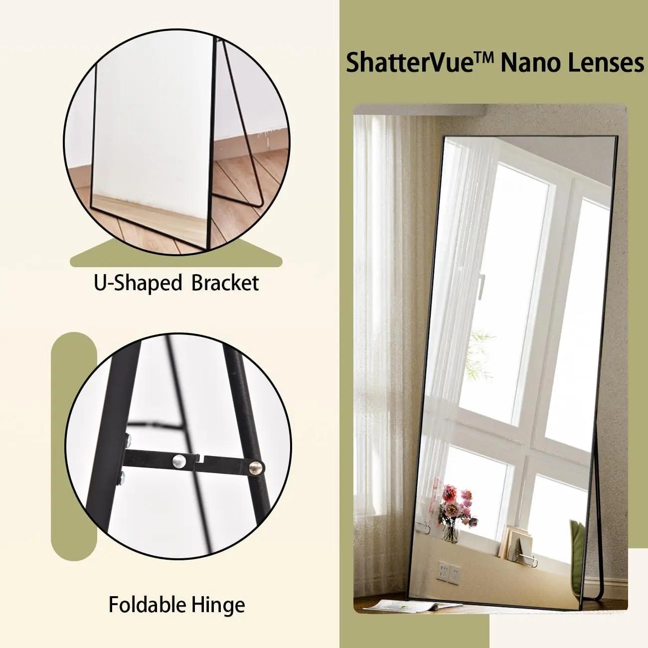 Miroir pleine longueur, 71 "x 26" sur pied suspendu ou penché contre le mur miroirs de sol Dressing 