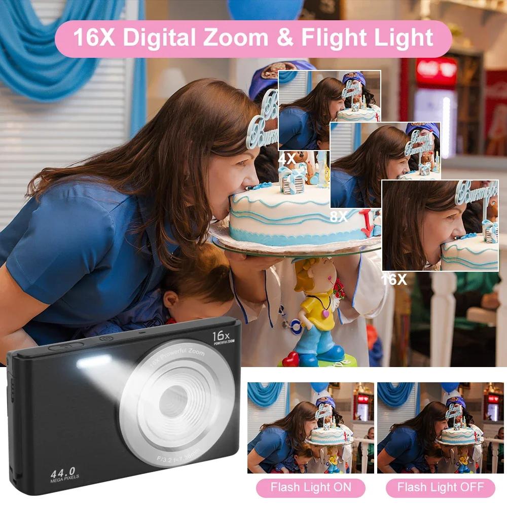 Appareil photo numérique 4K pour la photographie, n'aime numérique 16X, appareil photo compact pour 