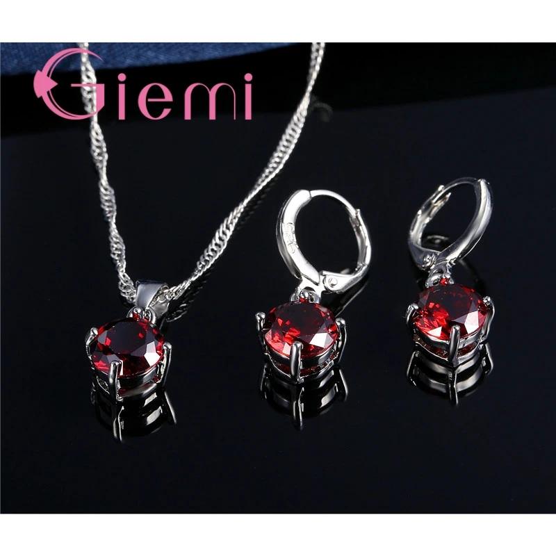 Ensemble de bijoux de mode en argent regardé 925 pour femmes, collier pendentif, boucles d'oreilles 