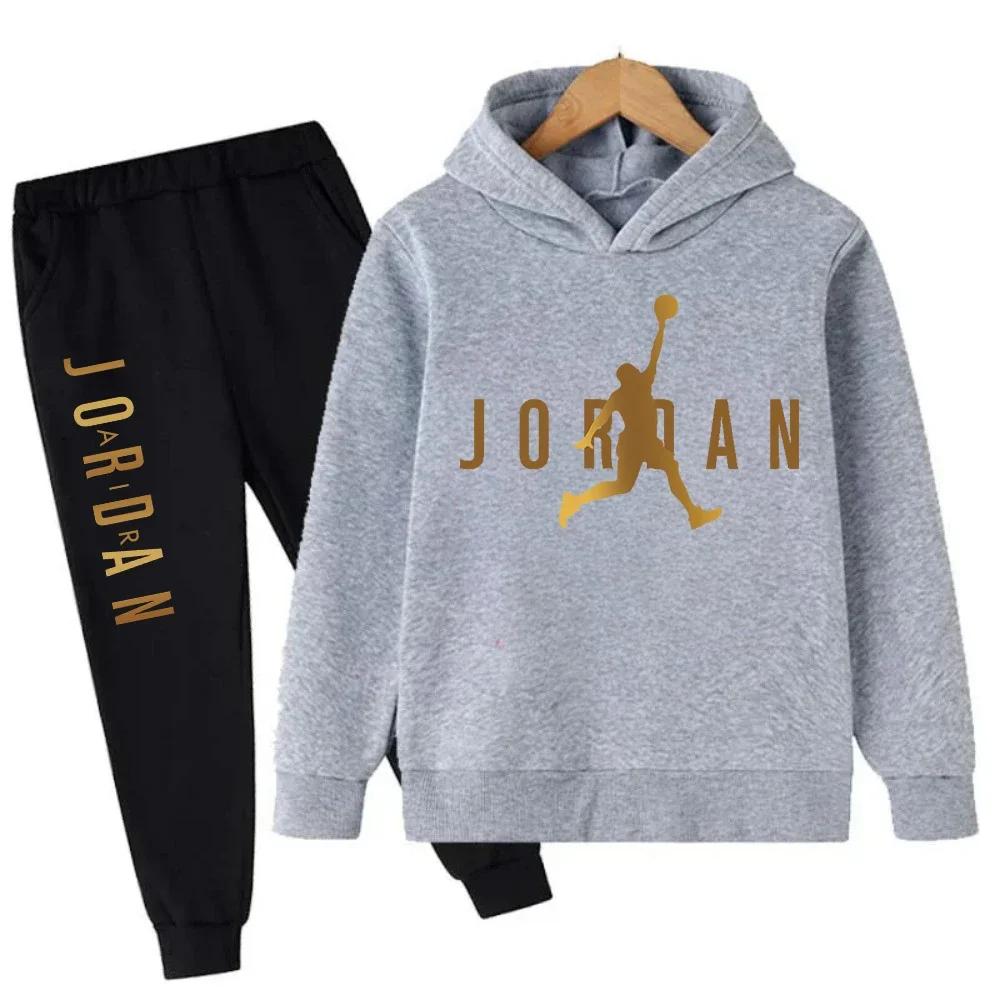 Ensemble pour enfants imprimé motif Slam Dunk Master, sweat à capuche + pantalon, ensemble 2 pièces,