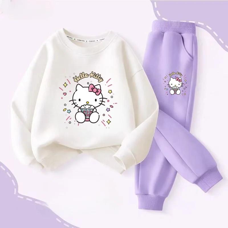 Ensemble de vêtements d'automne pour bébé fille, sweat-shirt et pantalon imprimés de dessin animé Sa