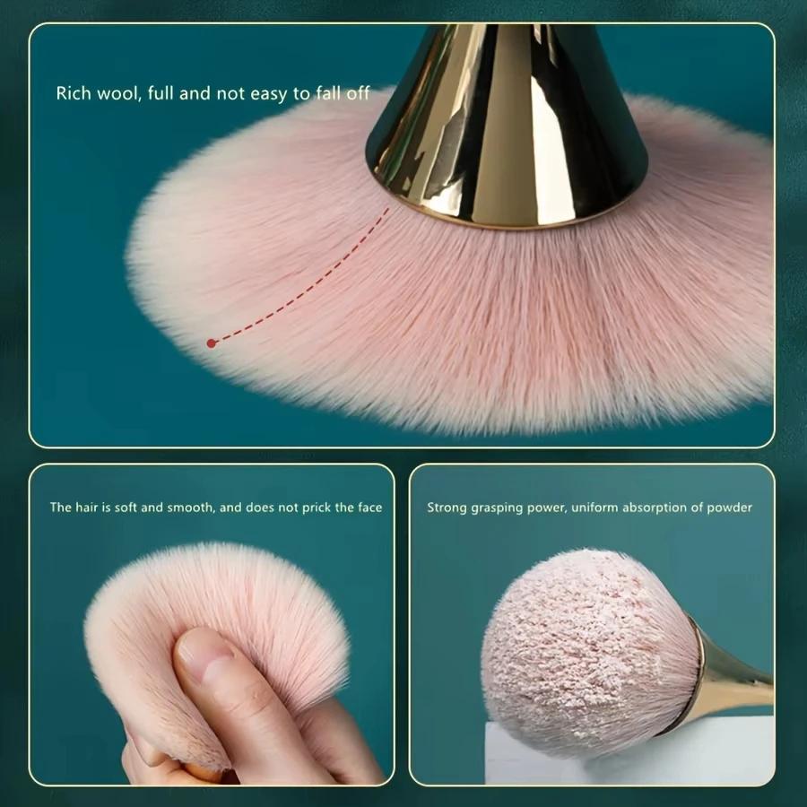 Pinceau de maquillage en éventail doré Rose, brosse cosmétique, brosse à poudre libre, brosse de sur