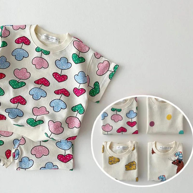 TZ21005-Ensemble de vêtements d'été pour enfants, t-shirt + short pour nouveau-né, ensemble de joggi
