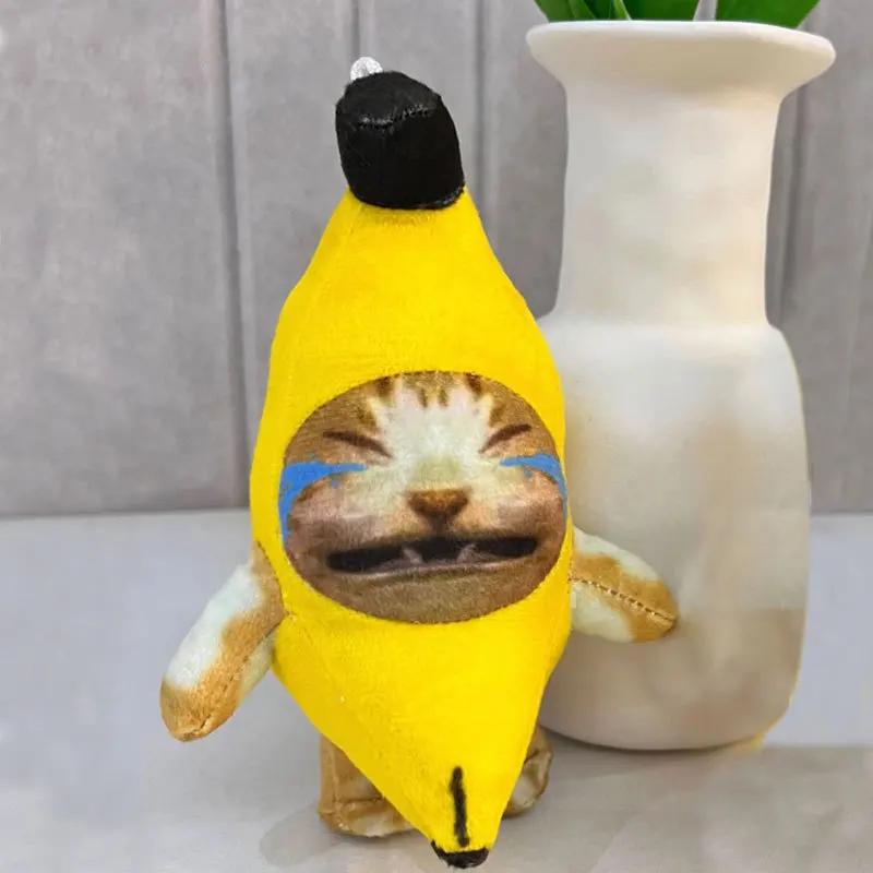 Pendentif poupée chat banane 17cm, porte-clés vocal pleurant, chat banane heureux