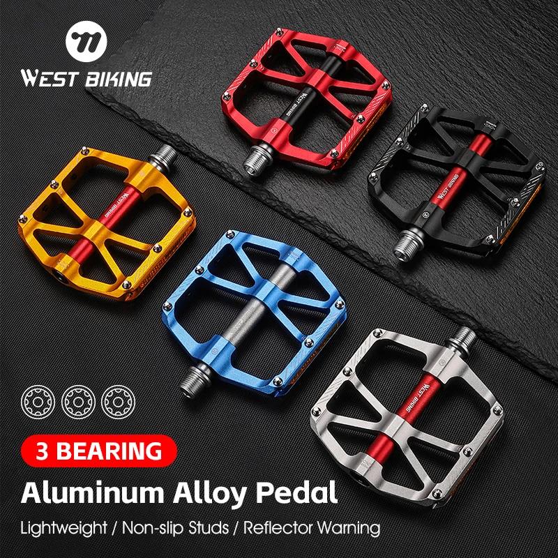 WEST BIKING-Pédales de vélo ultralégères CNC à 3 roulements, en alliage d'aluminium, pièces de cycli