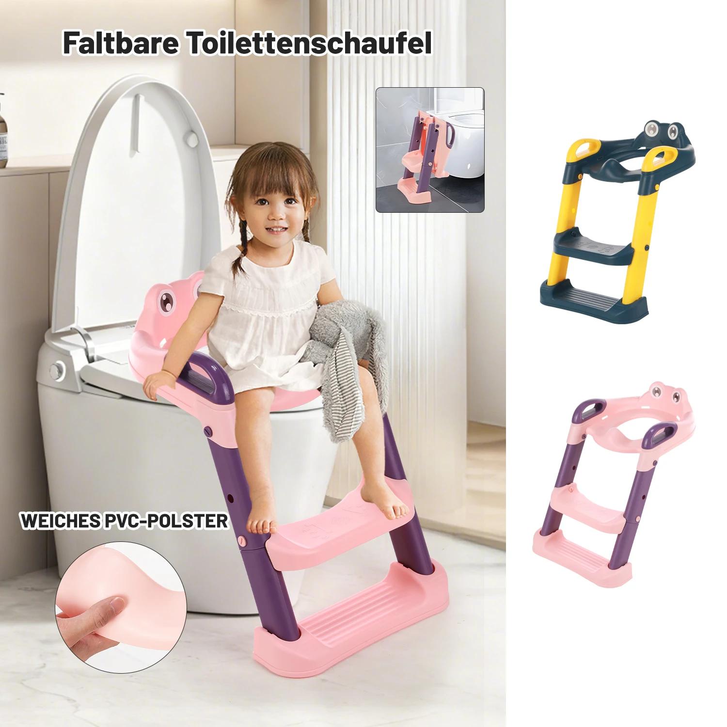 Siège de toilette pour enfants avec escalier, entraîneur de toilette pliable réglable en hauteur, pu