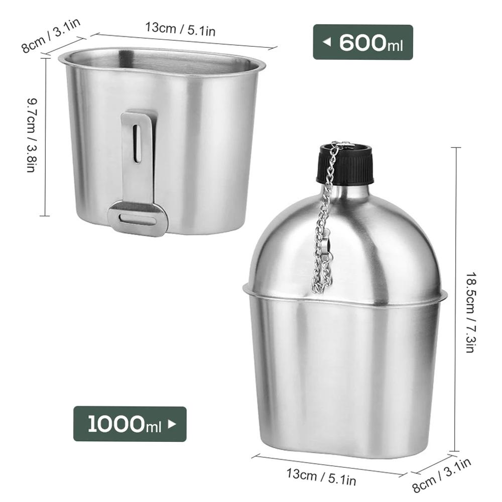 Ensemble de Gobelets de Cantine Militaire en Acier Inoxydable avec Juste, Bouteille de Bouilloire po