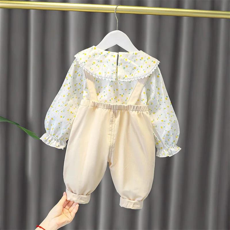 Ensemble de Vêtements pour Bébé Fille, Motif Floral, Manches sulf, Couleur Unie, Bavoirs Décontracté