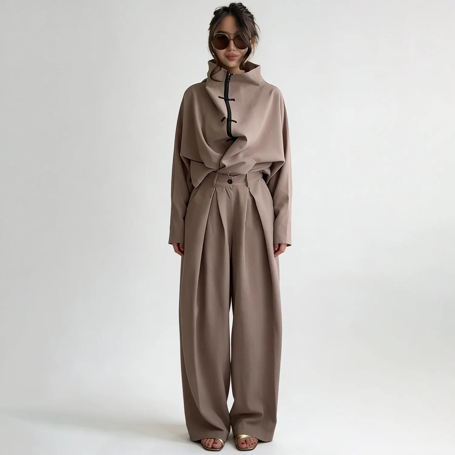 LIMO 2026 Femme : Ensemble deux pièces élégant à nœud chinois – Haut zippé à col montant et pantalon
