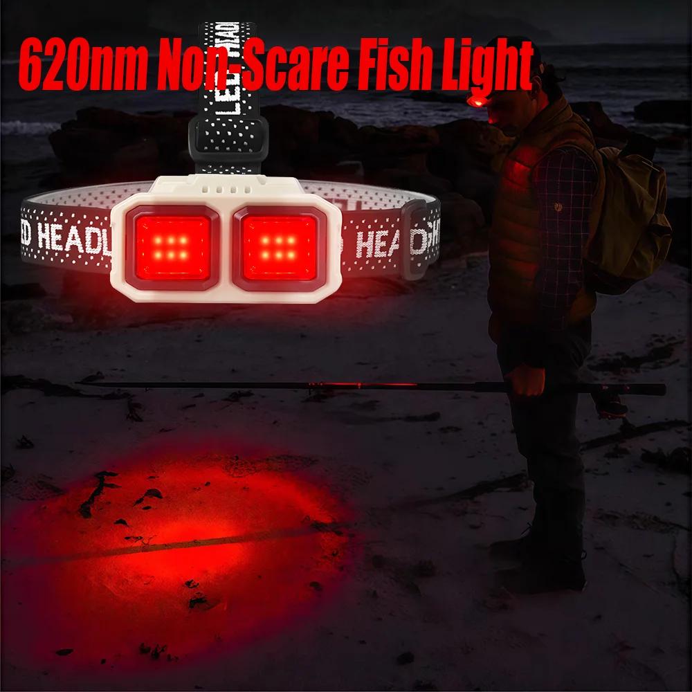 Lampe frontale ultralégère Super lumineuse 300000LM lumière rouge Vision nocturne pêche torche front