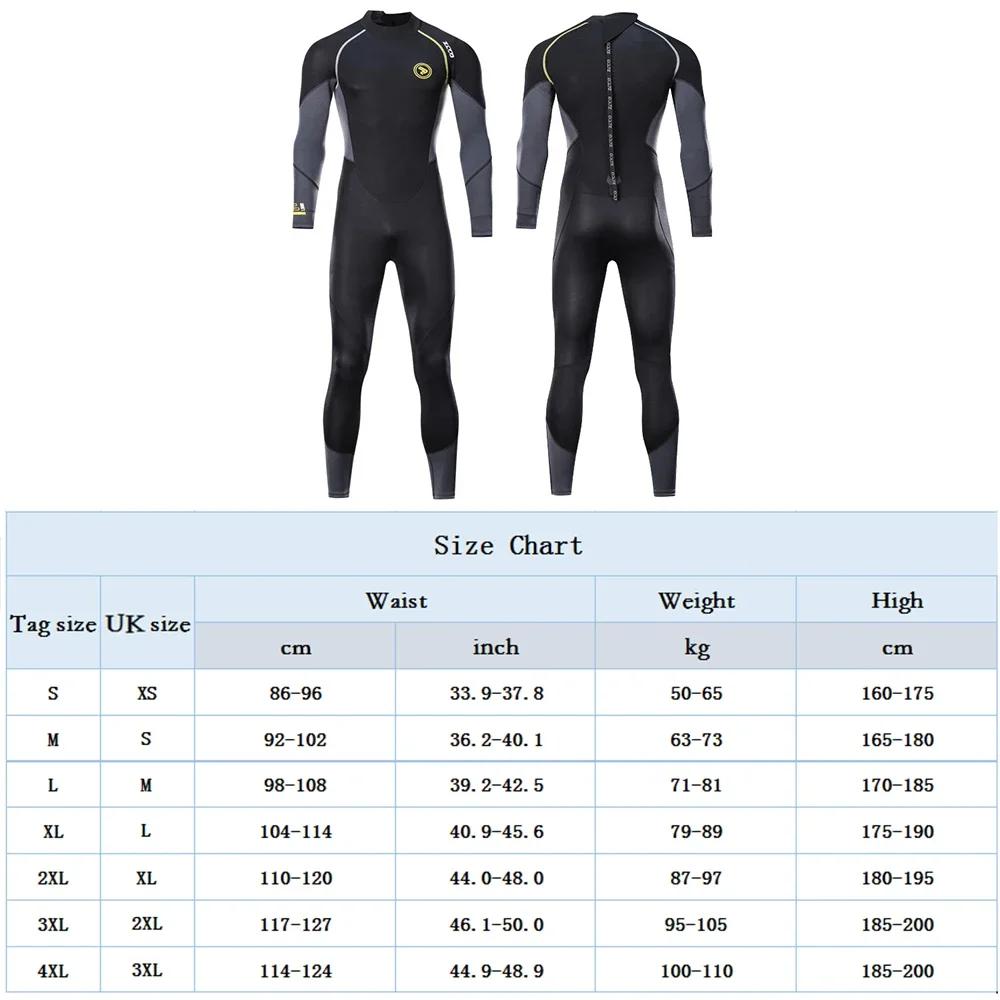 Combinaison de plongée en néoprène pour hommes, 1.5mm, une pièce complète pour adultes, fermeture éc