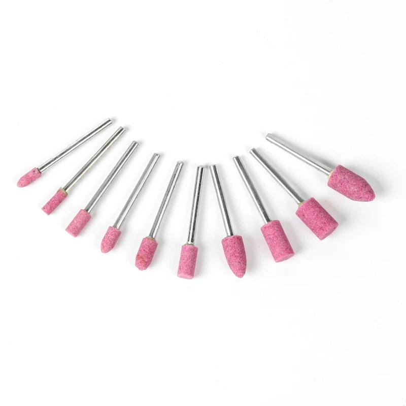 Assortiment de meule à pointe montée en céramique, roue à tête de 4 à 10mm pour perceuse Dremel, out