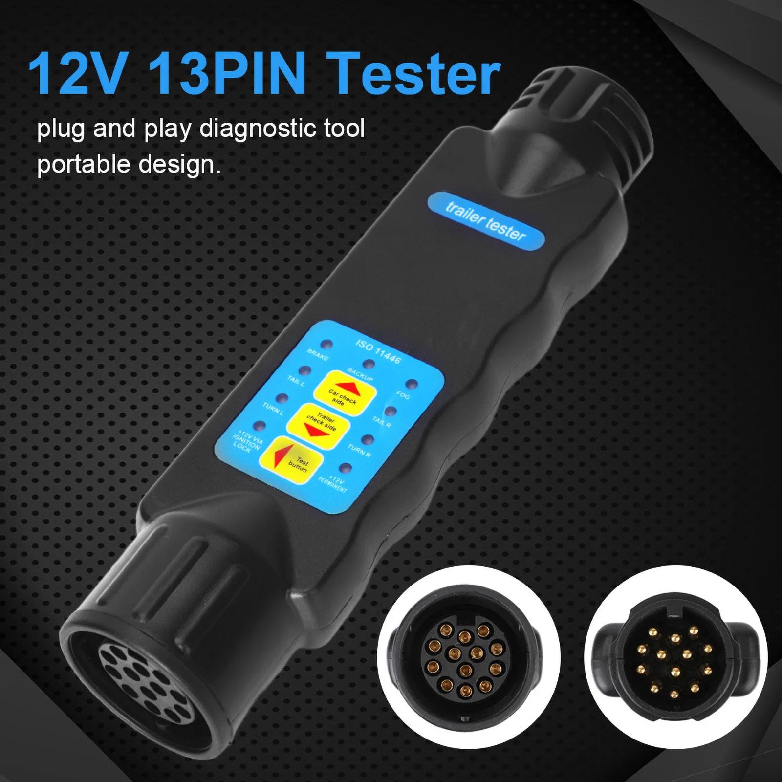 Testeur de remorque 13 broches, câble de test, prise de remorque, prise de diagnostic, outils 12V po