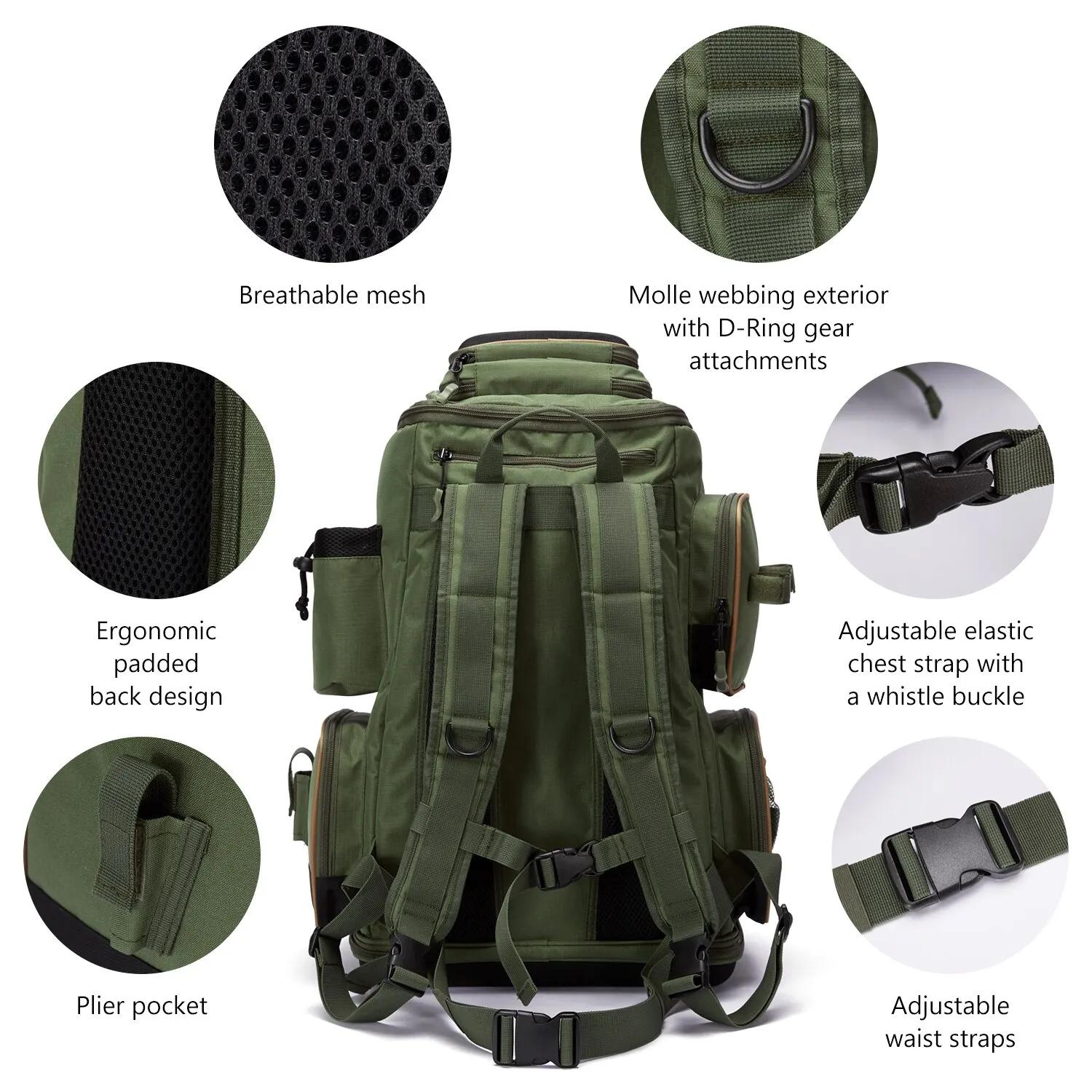 Bassdash Multifonctionnel De Pêche Sac À Dos Léger Tactique Doux S'attaquer Boîte avec Housse De Pro